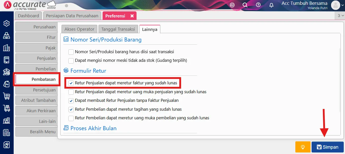 2 Retur Penjualan dari faktur yang sudah lunas